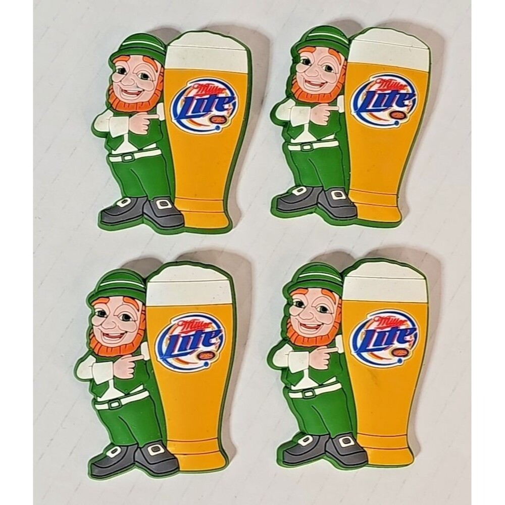 Miller Lite St Patricks Day PVC Rubber Lapel Pins Leprechaun Pilsner Beer Glass